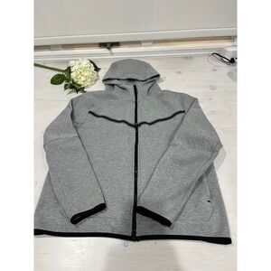 Rare blank no logo Nike Tech Fleece Full Zip‎ Hoodie Gray Men's Large